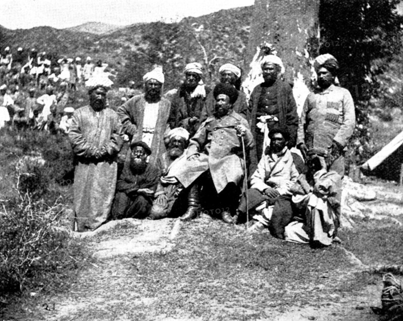The Chitral Campaign: Sher Afzul and his attendants, 1895. Creator: Unknown.