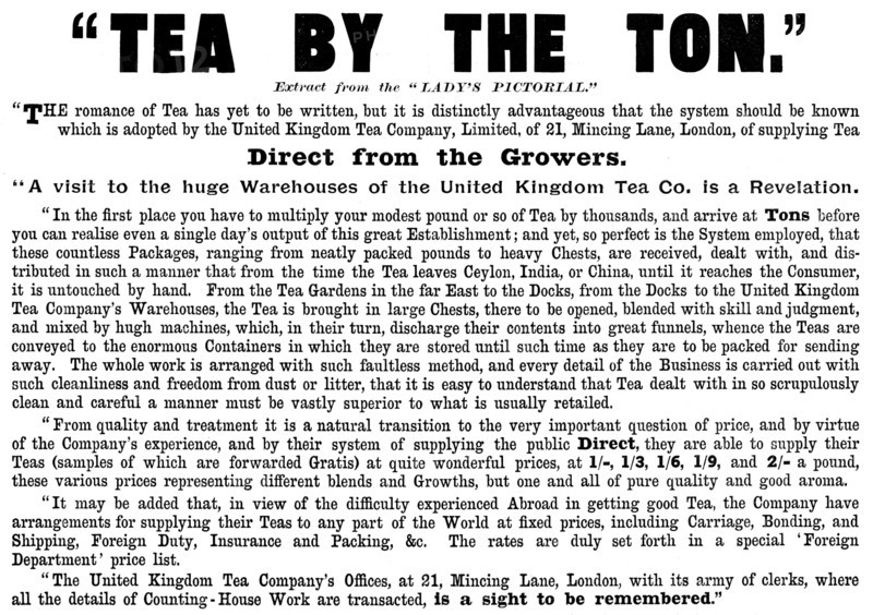 Advertisement for the United Kingdom Tea Company, 1895. Creator: Unknown.