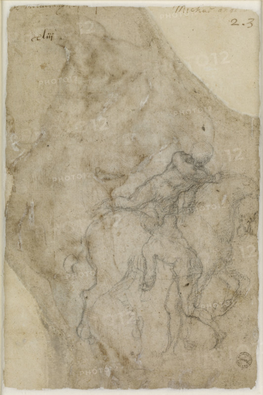 Two male Nudes and a Horse, 1501-1505.  Creator: Michelangelo Buonarroti.