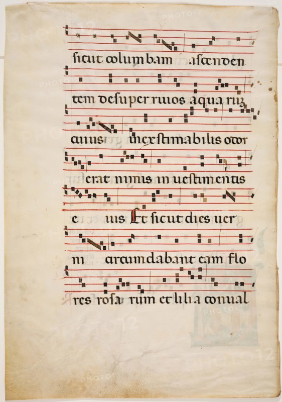 Antiphonary Leaf: Text with Musical Notation with Ornamental Letter, about 1270-1280. Creator: Master of Imola.