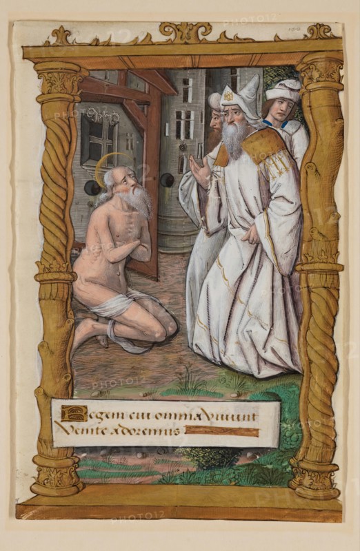 Leaf from Book of Hours: Job and His Three Friends, c1515. Creator: Master of Morgan 85.