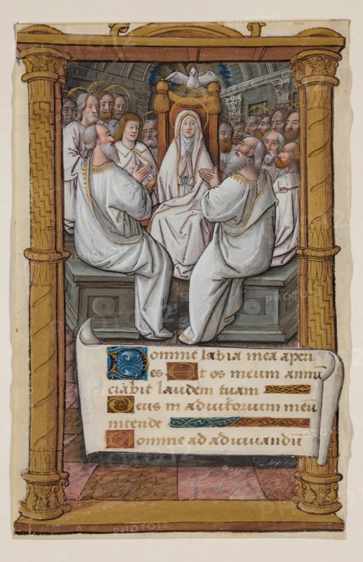 Leaf from Book of Hours: Pentecost with Virgin Mary, c1515. Creator: Master of Morgan 85.