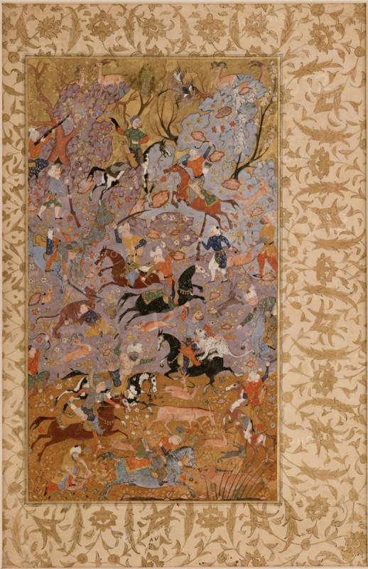 Manuscript Folio with a Hunting Scene, 1585-1590. Creator: Unknown.