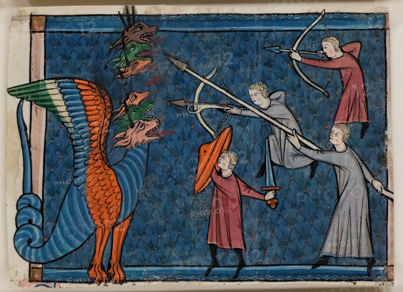 Apocalypse Leaf Fragment: The Dragon Waging War, c1295. Creator: Unknown.