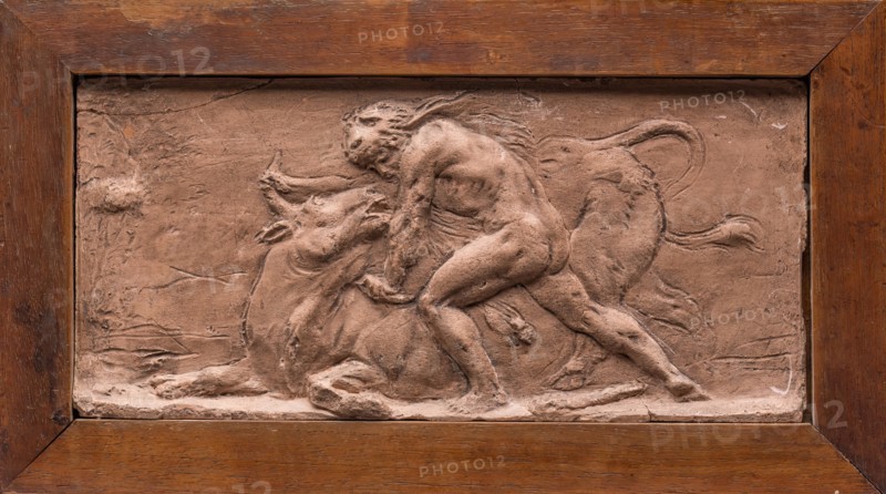 Hercules and the Cretan Bull, between late 18th and early 19th century. Creator: Jean Baptiste Stouf.