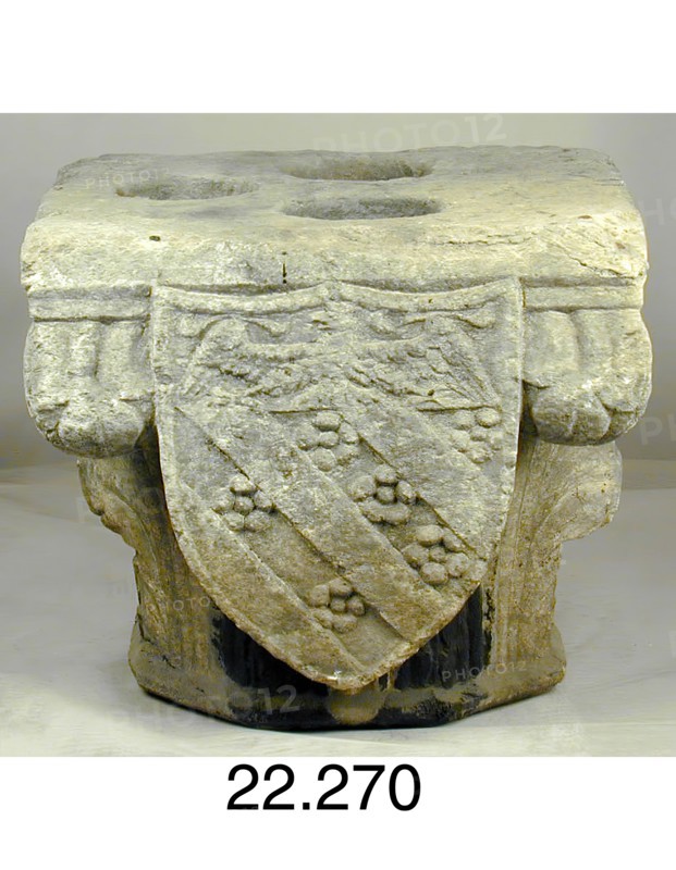 Capital with the Coat of Arms of Giangaleazzo Visconti and the Del Maino Family, late 14th or... Creator: Unknown.