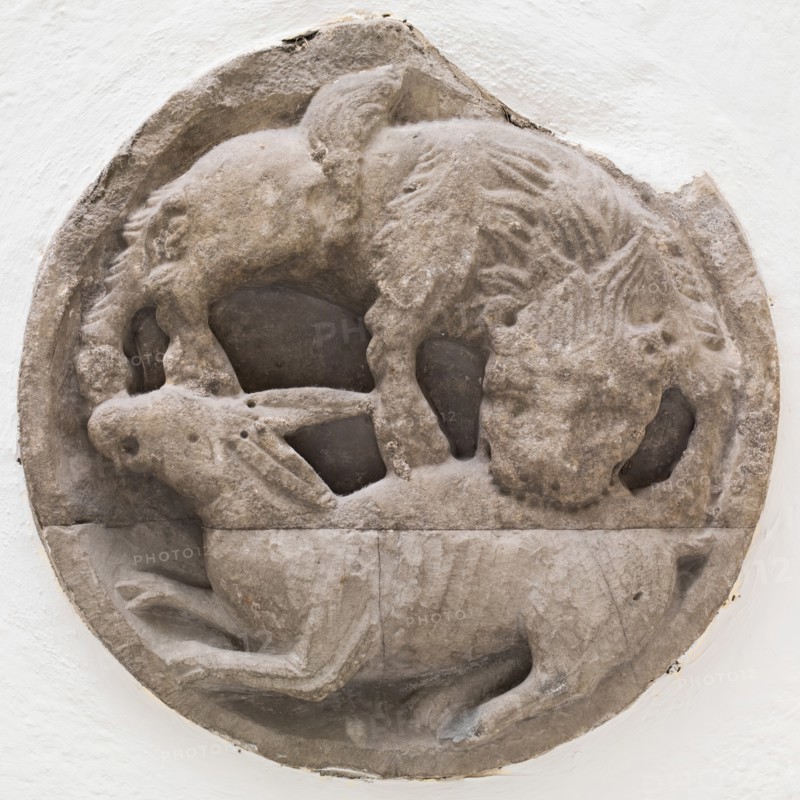 Roundel with a Feline Animal Attacking a Rabbit, between 12th and 13th century. Creator: Unknown.