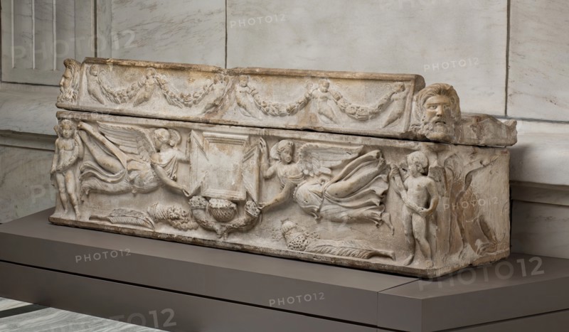 Sarcophagus with Winged Victories Holding Plaque, mid-2nd century . Creator: Unknown.