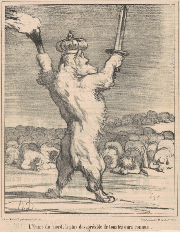 L'ours du nord, le plus désagréable de tous les ours connus, April 17 or 18, 1854. Creator: Honore Daumier.