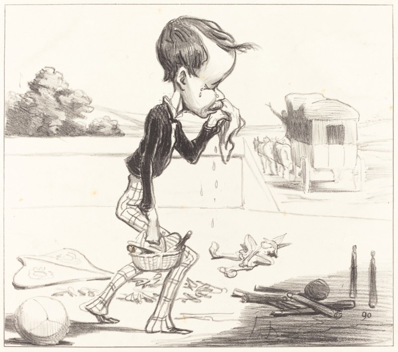 Le jeune Estancelin est obligé de rentrer en classe!, 1849. Creator: Honore Daumier.