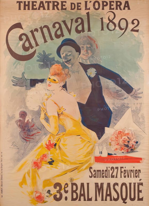 Theatre De L'opera "Carnival 1892 Samedi 27 Fevrier 3e Bal Masque, 1892. Creator: Jules Cheret.