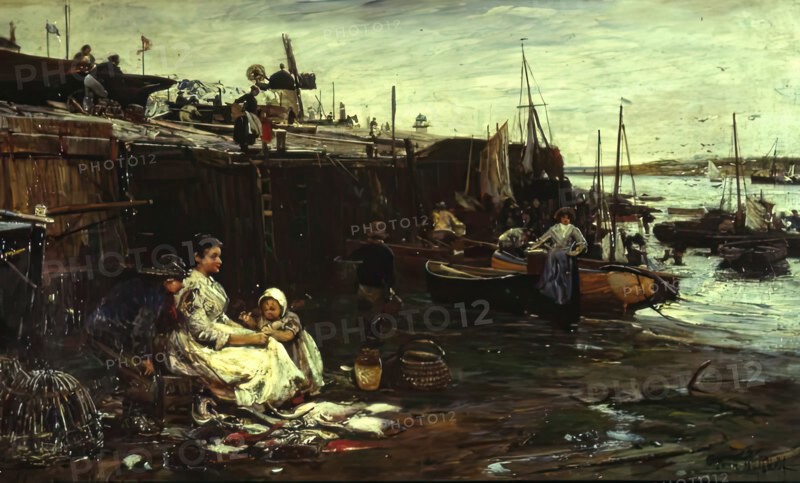 Fisherfolk at St Ives, 1893. Creator: John Robertson Reid.