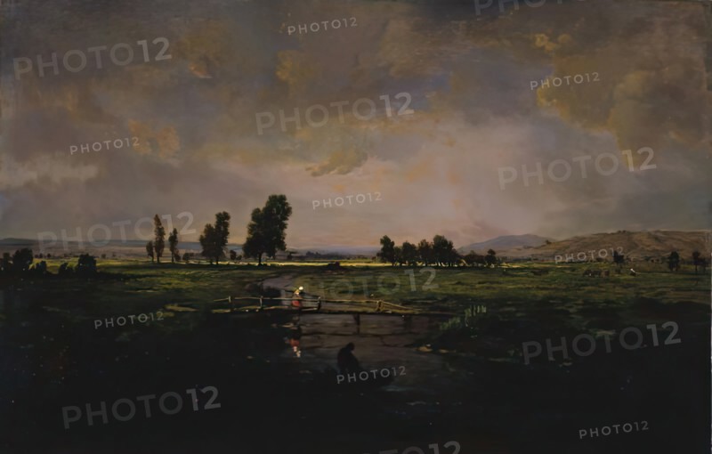 Un Marais dans Les Landes, (A Marsh in Les Landes), c1853. Creator: Theodore Rousseau.