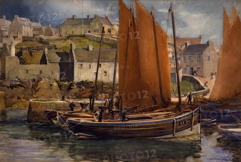 Drying the Sails, Portsoy, 1907. Creator: William Grant Murray.