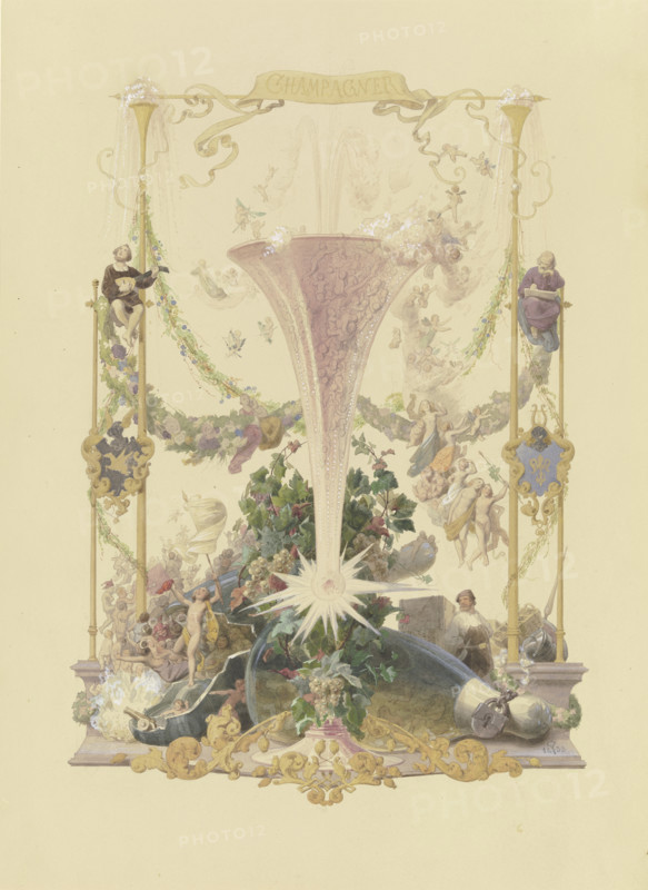 The four main drinks: Champagne, 1853. Creator: Adolf Schroedter.