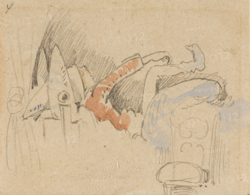 The disturbed but happily regained night's rest, (The Flea); 4, 1862. Creator: Wilhelm Busch.