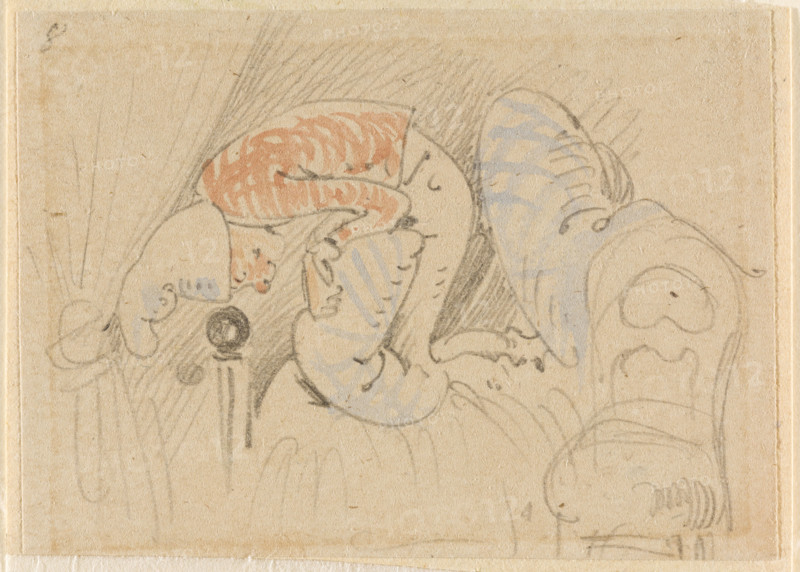 The disturbed but happily regained night's rest, (The Flea); 8, 1862. Creator: Wilhelm Busch.
