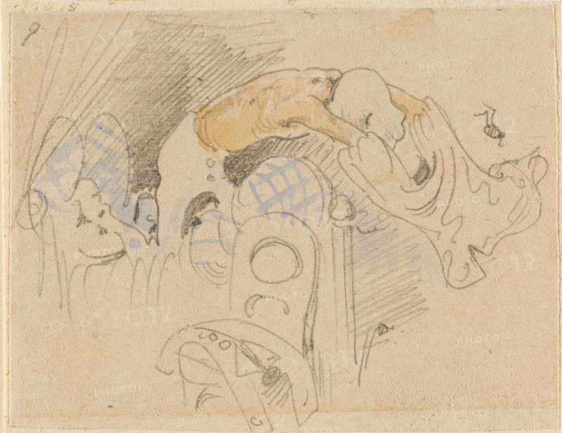 The disturbed but happily regained night's rest, (The Flea); 9, 1862. Creator: Wilhelm Busch.