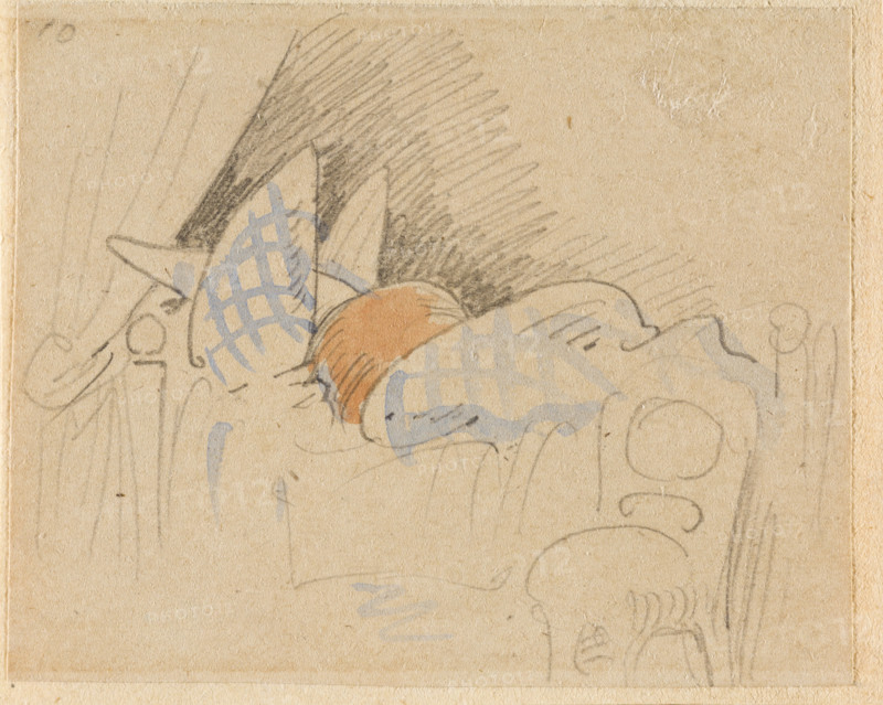 The disturbed but happily regained night's rest, (The Flea); 10, 1862. Creator: Wilhelm Busch.