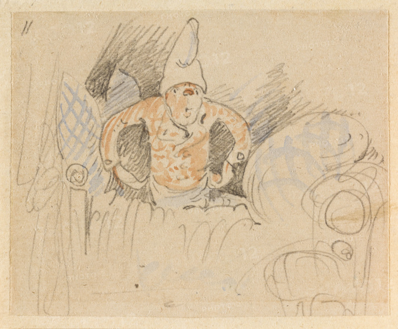 The disturbed but happily regained night's rest, (The Flea); 11, 1862. Creator: Wilhelm Busch.