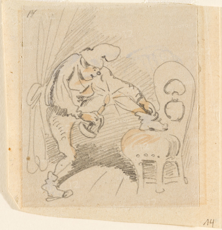 The disturbed but happily regained night's rest, (The Flea); 14, 1862. Creator: Wilhelm Busch.