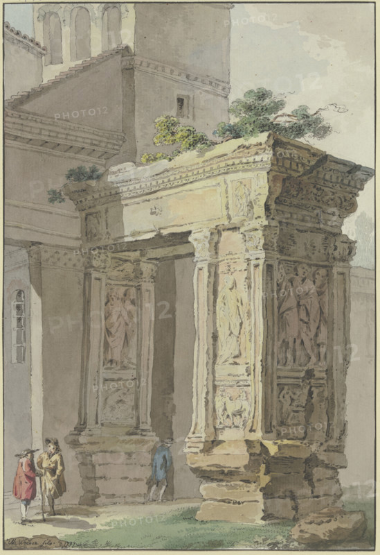 The Arco degli Argentarii at San Giorgio in Velabro in Rome, 1777. Creator: Marquand Fidel Dominikus Wocher.
