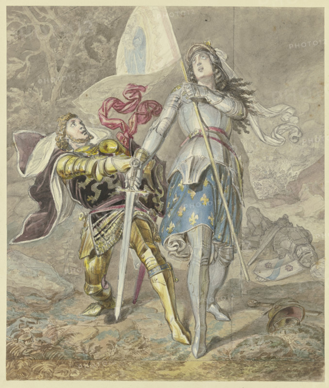 The Maid of Orleans and Lionel. Creator: Ferdinand Fellner.