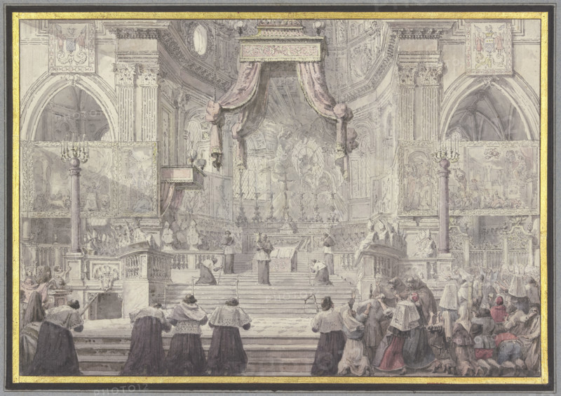 The Miracle of the Blood of Saint Januarius in Naples Cathedral, c1780. Creator: Louis Jean Desprez.