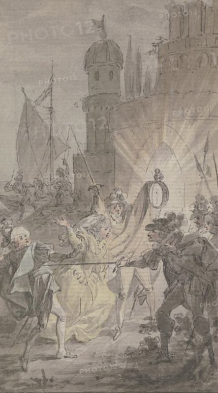 Marquis Ferdinand Mazzini stabs Count Hippolitus de Vereza, his daughter Julie's lover.., c1790-1792 Creator: Christian Sambach.