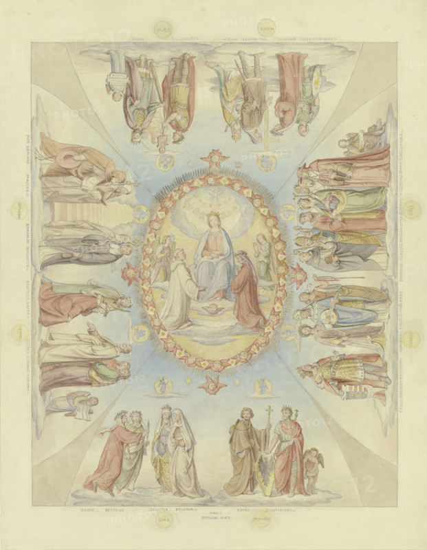 Dante's Paradise for the ceiling painting in the first hall of the Villa Massimo in Rome. Creator: Philipp Veit.