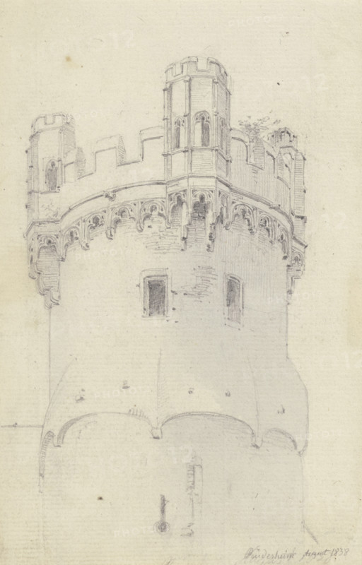 Eagle Tower in Rudesheim, 1838. Creator: Carl Theodor Reiffenstein.