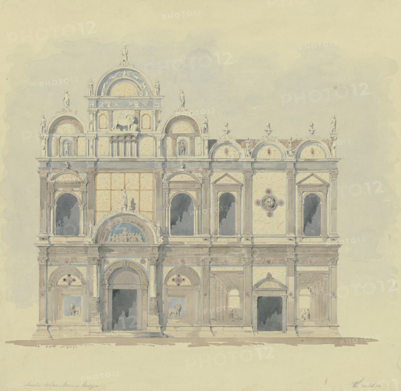 Facade of the Scuola Grande di San Marco in Venice, 1850. Creator: Friedrich Wilhelm Ludwig.