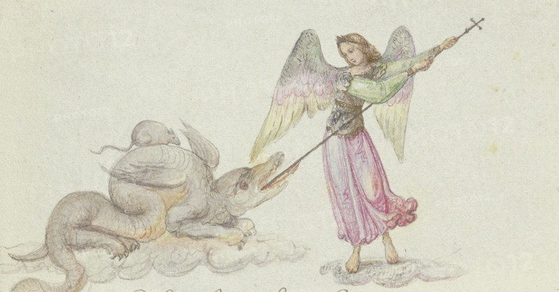 Archangel Michael fights the dragon. Creator: Unknown.