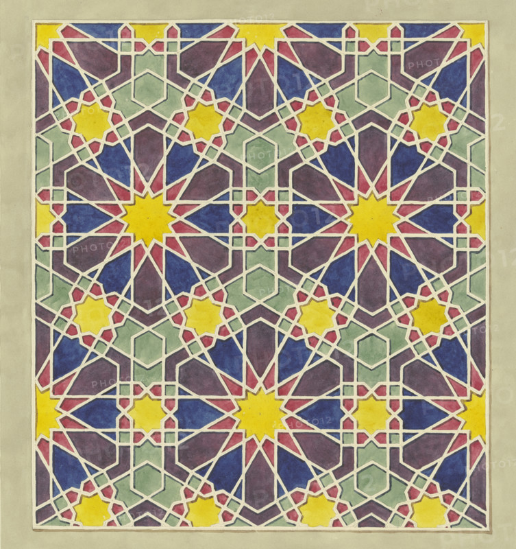 Painted wooden paneling from a mosque in Cairo, 1829-1830. Creator: Friedrich Maximilian Hessemer.