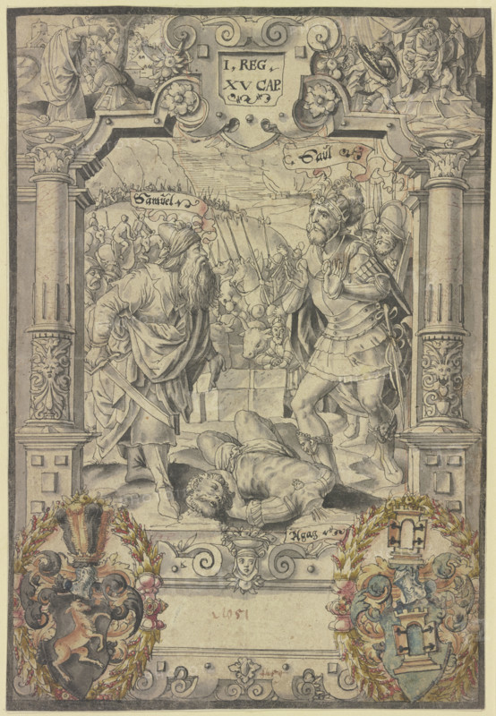Truly, bitter is death! - Samuel, in the presence of King Saul, cuts the Amalekite king...(1580?). Creator: Hans Jakob Plepp.