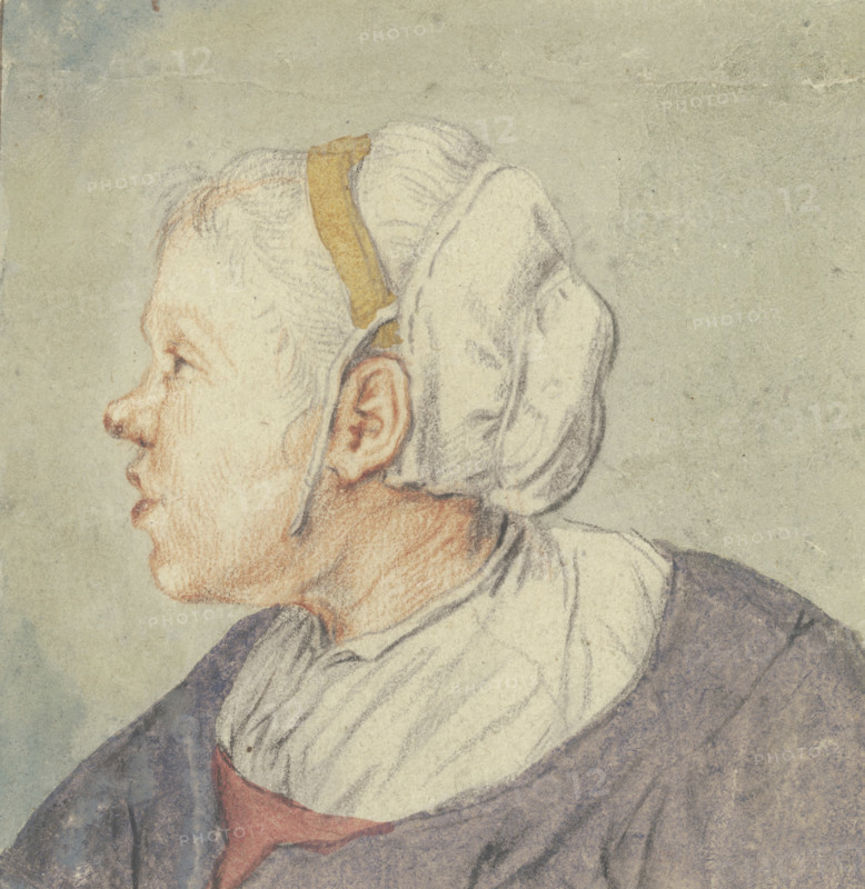 Woman's head with a small cap. Creator: Cornelis Dusart.