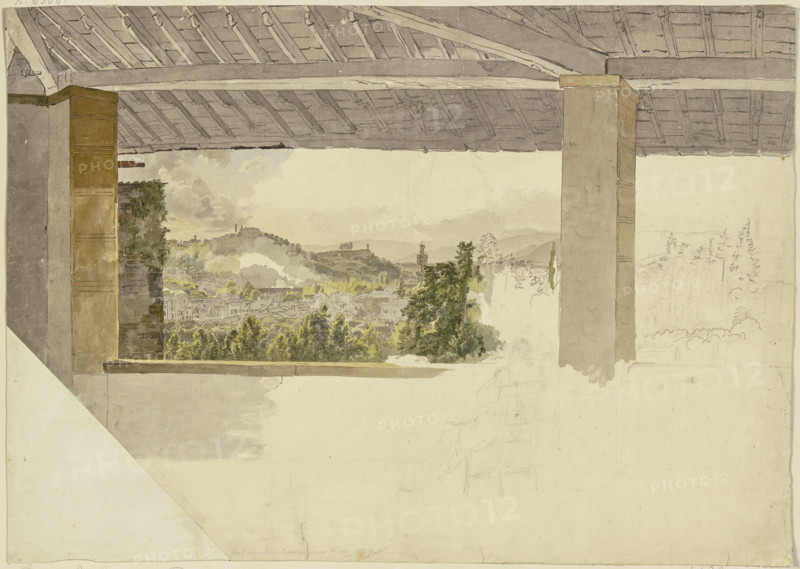 View of Florence from a loggia outside the Porta Ramona, 1829. Creator: Johann Nepomuk Rauch.