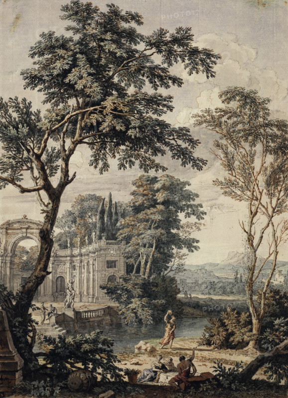 Arcadian Landscape with Palace Architecture, c1730-c1740. Creator: Isaac de Moucheron.