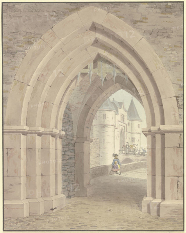 Friedberg, view of the castle through the lake gate, 1826. Creator: Friedrich Maximilian Hessemer.