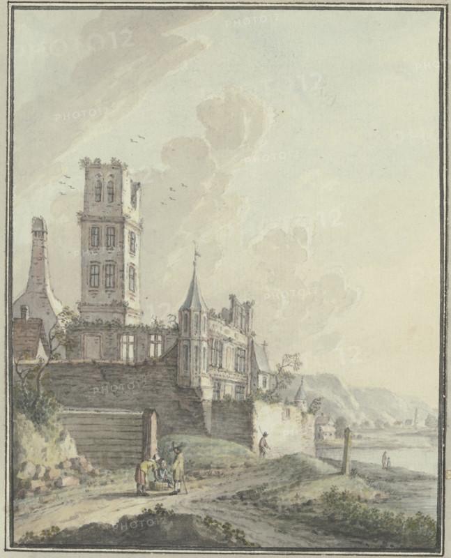 Castle ruins by the water. Creator: Johann Caspar Zehender.