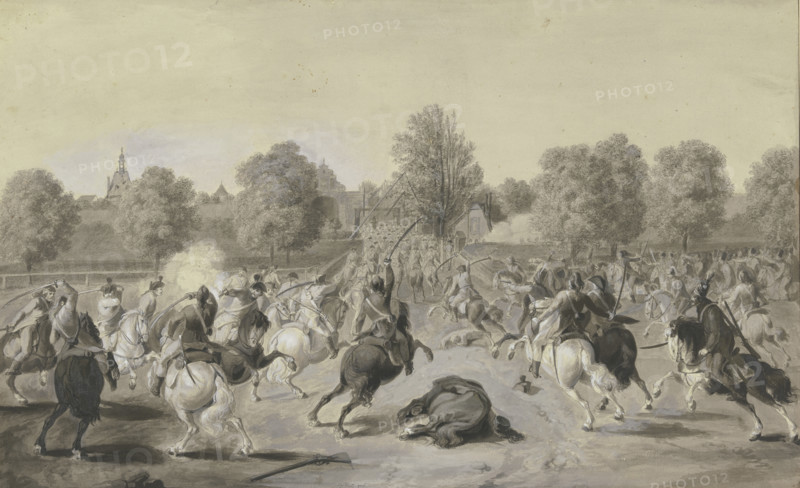 Attack of the French cavalry on The city of Frankfurt am Main in April 1797. Creator: Anton Radl.