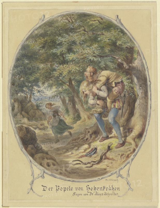 The Bogeyman of Hohenkrähen, Legends of Dr Aloys Schreiber, mid-late 19th century.  Creator: Ferdinand Karl Klimsch.