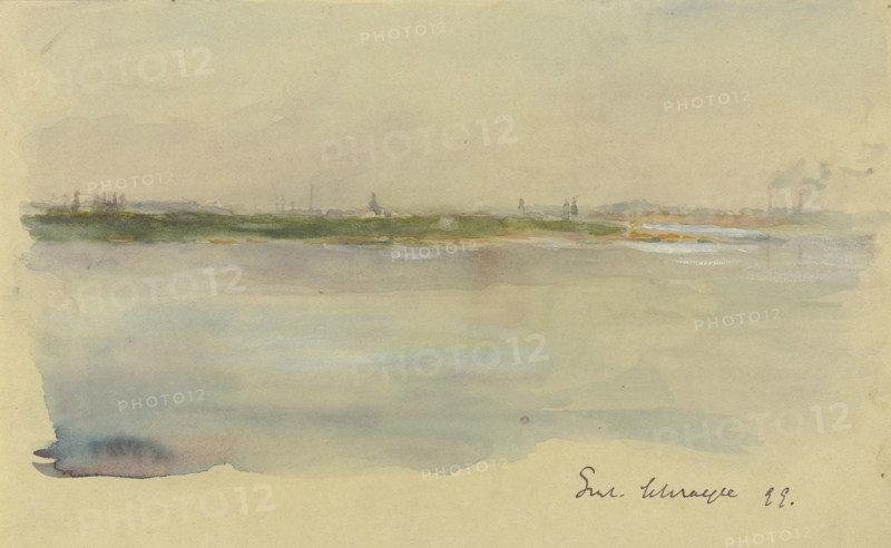City at the riverside, 1899. Creator: Gustav Schraegle.