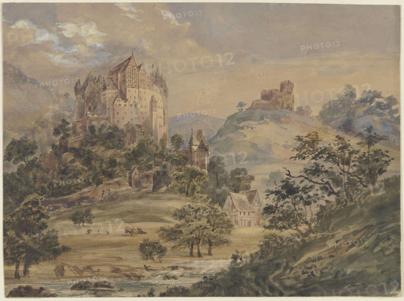 Castle Eltz on the Moselle, mid-19th century. Creator: Julius Hübner.