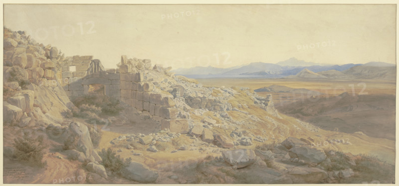 The Lion Gate at Mycenae, 1854. Creator: Karl Friedrich Harveng.