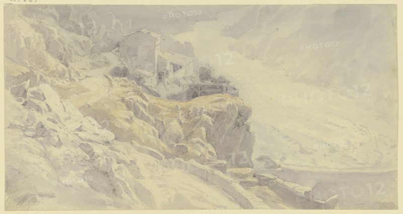 View from the mountains towards a river valley in Spain, mid-late 19th century. Creator: Karl Peter Burnitz.