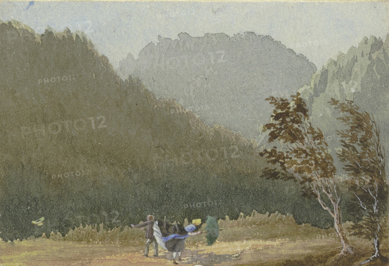 The Storm: Mountain Walkers Surprised by Storm, 19th century. Creator: Unknown.