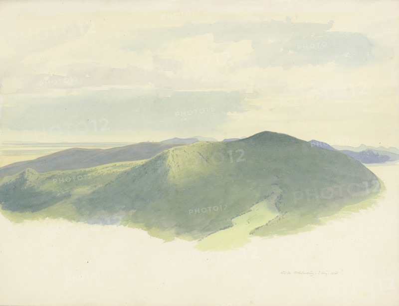 View from Madenburg Castle of the surrounding hilly landscape, 1860. Creator: Carl Theodor Reiffenstein.
