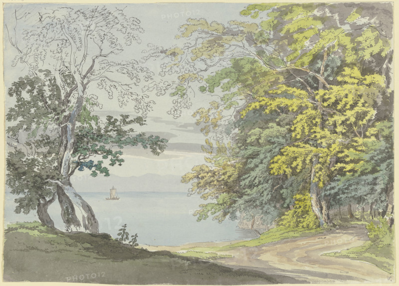 View from the shore of Mainau Island towards Lake Constance, early 19th century. Creator: Max Josef Wagenbauer.