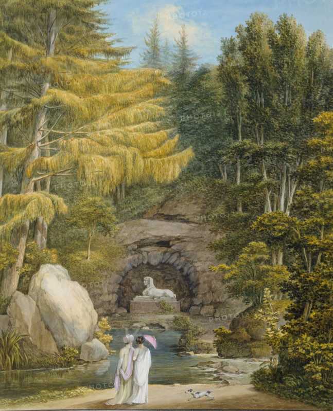 Grotto of the Sphinx in the park at Weimar, 1801. Creator: Georg Melchior Kraus.
